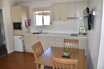Kitchen in Studio Cabin at Lilydale Pine Hill